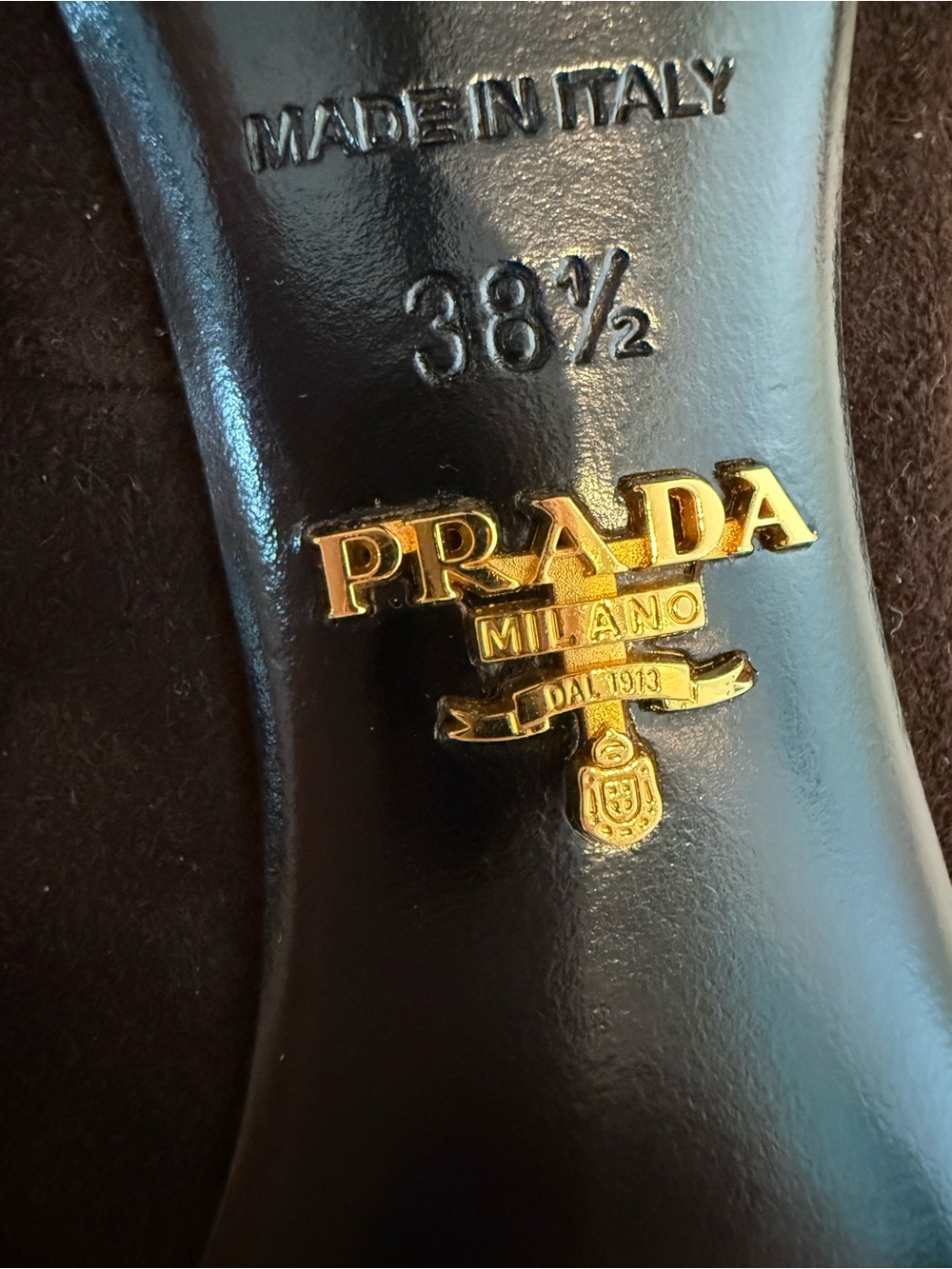 AUTHENTIC Prada chocolate brownSuede Fringe Peep-Toe Stiletto Ankle Boots - Picture 6 of 8